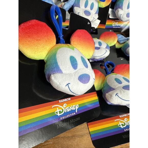 Rainbow Disney Collection Plush Lot NWT Stitch Mickey Mouse Minnie Backpack Clip - Picture 7 of 10